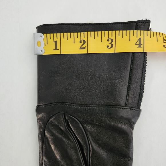 Soft Black Leather Long Gloves with Shearling and Wool Lining Size Small - Picture 8 of 8